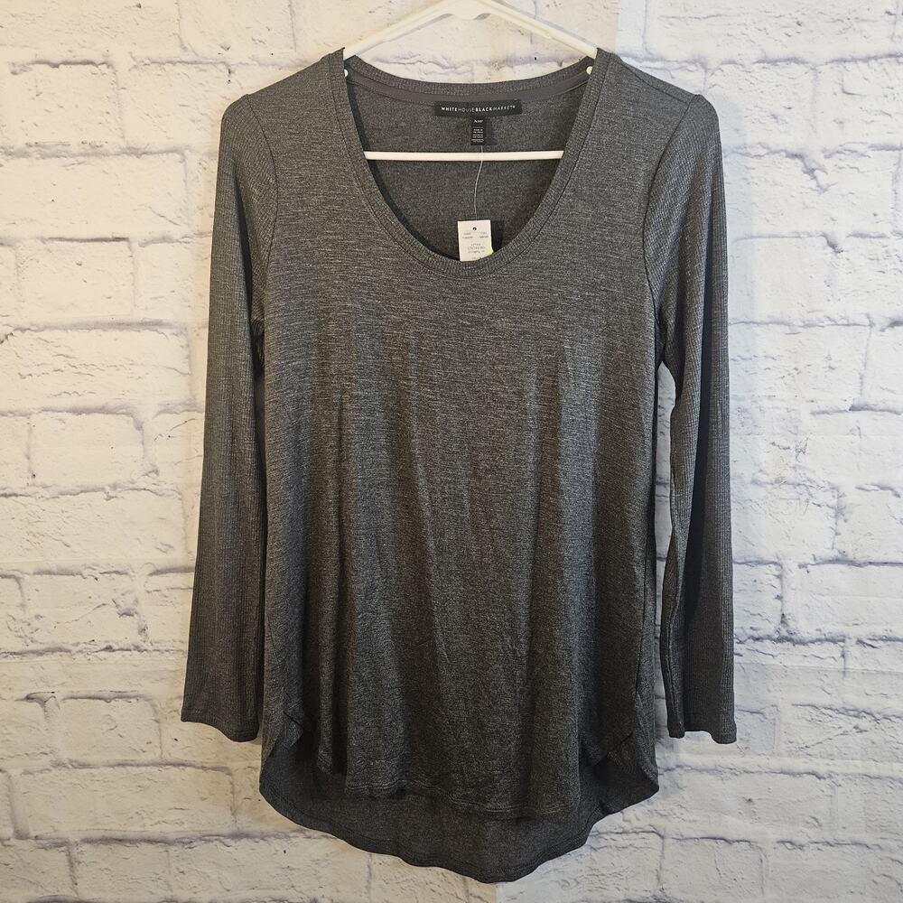 White House Black Market WHBM “The Legging Tee” Gray Long Sleeve-XSP NWT
